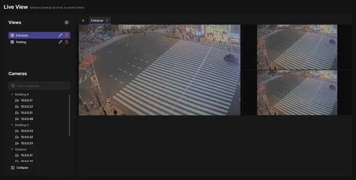 Live View page of OADM