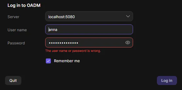 Login window